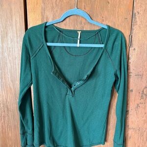 Free People Teal Long Sleeve Top
